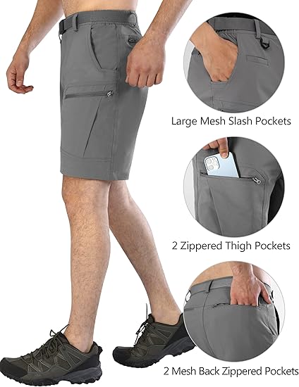 Men’s 7-Pocket Quick Dry UPF 50+ Outdoor Hiking Cargo Shorts