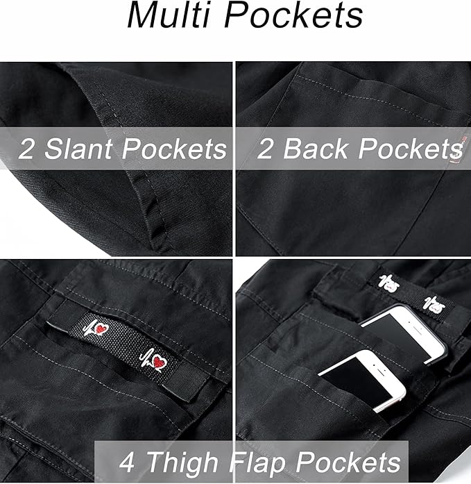 Men’s 8-Pocket Knee-Length Elastic Waist Cargo Shorts